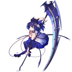 Rule 34 | 1girl, blue eyes, blue hair, breasts, full body, hair ornament, high heels, holding, holding scythe, honkai (series), honkai impact 3rd, medium breasts, official art, scythe, seele vollerei, solo, thighhighs, third-party source, transparent background, weapon