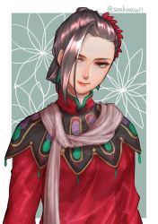 Rule 34 | 1girl, black eyes, black hair, breasts, closed mouth, dress, earrings, gensou suikoden, gensou suikoden ii, hair ornament, highres, jewelry, leona (suikoden), looking at viewer, red dress, sakai (motomei), short hair, smile, solo