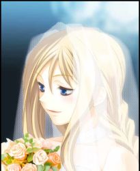 Rule 34 | 00s, alicia florence, aria (manga), azumi amane, bouquet, bridal veil, bride, dress, flower, solo, soshina nohito, veil, wedding dress