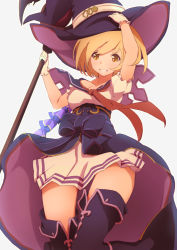 Rule 34 | 10s, 1girl, artist request, bad id, bad pixiv id, blonde hair, djeeta (granblue fantasy), gloves, granblue fantasy, grin, hat, long hair, re:re:re:, smile, solo, staff, thighhighs, witch hat, yellow eyes