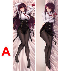 Rule 34 | 1girl, arms up, bed sheet, black pantyhose, black skirt, blunt bangs, blush, box, breasts, buttons, closed mouth, collared shirt, dakimakura (medium), double-breasted, dress shirt, embarrassed, frown, full body, girls&#039; frontline, hair ribbon, heart-shaped box, high-waist skirt, jacket, knees together feet apart, large breasts, legs together, light smile, long hair, long sleeves, looking at viewer, lying, miniskirt, multiple views, necktie, no shoes, on back, on bed, on side, panels, pantyhose, pillow, purple hair, purple ribbon, qi yuan zhi yu, red eyes, red neckwear, ribbon, sample watermark, shirt, side slit, skirt, suspender skirt, suspenders, thighband pantyhose, unworn jacket, wa2000 (girls&#039; frontline), watermark, white shirt, wing collar