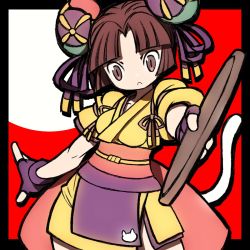 Rule 34 | 1girl, apron, arc system works, battle fantasia, cat tail, coyori, gloves, highres, japanese clothes, kimono, short hair, tail