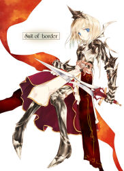Rule 34 | 1girl, armor, armored dress, blue eyes, original, solo, sumi keiichi, sword, tabard, weapon