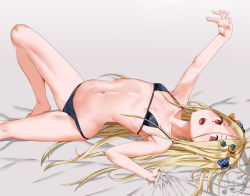 Rule 34 | 1girl, abigail williams (fate), bare arms, bare legs, bare shoulders, barefoot, bikini, black bikini, black bow, blonde hair, blush, bow, breasts, collarbone, fate/grand order, fate (series), hair bow, highres, long hair, looking at viewer, mailixiang, multiple bows, navel, open mouth, orange bow, red eyes, sidelocks, small breasts, swimsuit