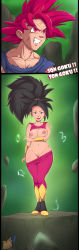 Rule 34 | 10s, absurdres, big hair, black hair, breasts, curvy, dragon ball, dragon ball super, earrings, fusion, highres, hip focus, jewelry, kefla (dragon ball), large breasts, medium breasts, navel, nipples, open mouth, potara earrings, pussy, red hair, saiyan, son goku, spiked hair, stomach, thick thighs, thighs, tongue, tongue out, uncensored, wide hips