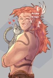 Rule 34 | absurdres, blush, cat, draph, granblue fantasy, grin, happy, highres, horns, laughing, long hair, non-web source, original, red eyes, simple background, smile, wilnas (granblue fantasy)