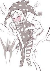 Rule 34 | 1boy, 1girl, american flag dress, american flag legwear, blush, breasts, cameltoe, cleft of venus, clenched teeth, close-up, closed eyes, clownpiece, collar, cropped legs, dress, dress tug, erect clitoris, fairy wings, frilled collar, frills, hand up, hat, highres, jester cap, katsura dendou, leggings, long hair, monochrome, motion lines, muscular, muscular male, nose blush, pain, polka dot headwear, short sleeves, sidelocks, simple background, sketch, small breasts, solo focus, spot color, standing, tears, teeth, touhou, trembling, v-shaped eyebrows, wedgie, white background, wince, wings