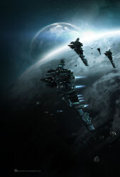 3d aqua_theme asteroid carrier city_lights cloud combat_ship_(eve_online) commentary company_logo company_name dated droneboat_(eve_online) eve_online fleet flying frigate_(eve_online) gallente_federation_(eve_online) glowing highres in_orbit incursus_(eve_online) logo military_vehicle myrmidon_(eve_online) no_humans outdoors planet realistic rock salvo_(willem_van_biljon) scenery science_fiction sky space spacecraft star_(sky) starry_sky support_ship_(eve_online) thrusters