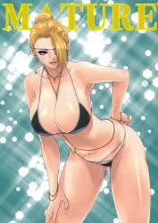 Rule 34 | 1girl, blonde hair, breasts, character name, eyepatch, highres, large breasts, mature (kof), solo, the king of fighters