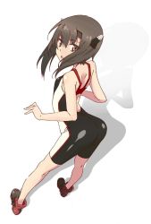 Rule 34 | 10s, 1girl, akitetsu, alternate costume, ass, bad id, bad twitter id, brown eyes, brown hair, headband, highres, kantai collection, shadow, short hair, solo, spandex, taihou (kancolle), white background