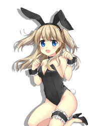 Rule 34 | 1girl, animal ears, black leotard, black neckwear, blonde hair, blue eyes, breasts, rabbit ears, rabbit tail, fake animal ears, garter straps, highres, jewelry, kinatsu ship, leotard, locket, long hair, looking at viewer, original, pendant, playboy bunny, simple background, small breasts, solo, strapless, strapless leotard, tail, twintails, two side up, white background, wrist cuffs