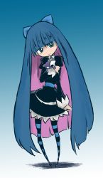 Rule 34 | 10s, 1girl, colored inner hair, honekoneko (psg), multicolored hair, panty &amp; stocking with garterbelt, purple hair, solo, sonson (eleven), stocking (psg), striped clothes, striped thighhighs, thighhighs