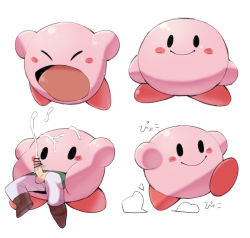 Rule 34 | 1boy, anti-kirby, blush stickers, brown footwear, censored, colored skin, cum, cum on body, ejaculation, erection, green tunic, in mouth, inhaling, japanese text, kirby, kirby (series), link, nintendo, open mouth, pants, pink skin, running, sakana888888888, smile, the legend of zelda, the legend of zelda: link&#039;s awakening, vore, white background, white pants