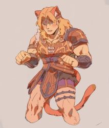 Rule 34 | 1boy, animal ears, armor, bad id, bad twitter id, belt, blonde hair, blue eyes, blush, castlevania (series), cat ears, gloves, headband, inactive account, jeepochu, male focus, nintendo, paw pose, simon belmont, simple background, solo, super smash bros., white background