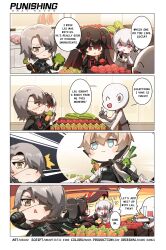 4koma carrot chibi comic english_text food fruit lee:_hyperreal_(pgr) lee_(pgr) liv:_eclipse_(pgr) liv_(pgr) lucia:_plume_(pgr) lucia_(pgr) official_art punishing:_gray_raven speech_bubble spring_onion tomato twitter vegetable watanabe:_epitaph_(pgr) watanabe_(pgr) watermelon