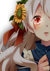 Rule 34 | 1girl, bad id, bad pixiv id, dress, flower, hair flower, hair ornament, kagerou project, key, key necklace, kozakura marry, kuromiwa-38, long hair, looking at viewer, necklace, red eyes, ribbon, solo, white hair