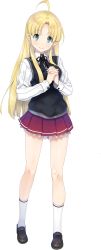 Rule 34 | 1girl, asia argento, blonde hair, high school dxd, highres, miyama-zero, solo, sweater, transparent background
