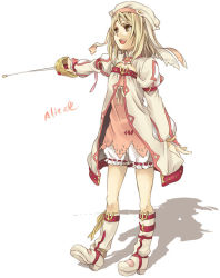 Rule 34 | 00s, 1girl, alice (tales), blonde hair, bloomers, boots, brown eyes, character name, heart, heart of string, knee boots, md5 mismatch, miho (mi), rapier, short hair, smile, solo, sword, tales of (series), tales of symphonia, tales of symphonia: dawn of the new world, underwear, weapon, white bloomers