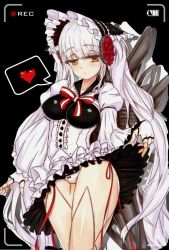 Rule 34 | 1girl, android, boss, clothes lift, cyborg, dungeon and fighter, expressionless, heart, highres, lin samet, maid, panties, ribbon, silver luster tagore, skirt, skirt lift, thighs, twintails, underwear, white hair