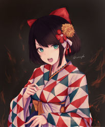 Rule 34 | 1girl, absurdres, black background, blue kimono, bob cut, bow, brown hair, flower, furrowed brow, green eyes, hair bow, hair flower, hair ornament, hairband, hand on own chest, highres, hololive, japanese clothes, kimono, long sleeves, looking at viewer, multicolored clothes, multicolored kimono, obi, oozora subaru, oozora subaru (new year), open mouth, pink bow, red bow, red flower, red kimono, sash, short hair, shouting, sidelocks, solo, swept bangs, teeth, upper body, upper teeth only, virtual youtuber, white kimono, wnaph, yellow flower