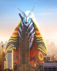 Rule 34 | bug, building, chipyray, city, compound eyes, empire state building, epic, godzilla (series), highres, insect, kaijuu, moth, mothra, new york city, real world location, sky, skyscraper, toho, wings