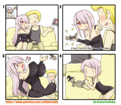 Rule 34 | !?, 1boy, 2girls, 4koma, :d, :q, absurdres, anal, anal object insertion, artist name, ass, bad id, bad pixiv id, bare arms, bare shoulders, black dress, black hat, black sleeves, black tank top, blonde hair, blush, breasts, brown pants, cleavage, closed mouth, collarbone, comic, commentary request, couch, covered erect nipples, detached sleeves, dress, eggplant, finger to another&#039;s nose, greenteaneko, hair over one eye, hand on another&#039;s shoulder, hand on own cheek, hand on own face, hat, head tilt, highres, holding, large breasts, leaning forward, leash, lightning bolt symbol, long hair, long sleeves, middle finger, mother and daughter, multiple girls, nose blush, nude, object insertion, on couch, open mouth, original, pants, photo (object), pink hair, pointy ears, poking nose, red eyes, sitting, sleeveless, sleeveless dress, smile, square 4koma, stomach bulge, strapless, strapless dress, sweat, tank top, tears, tongue, tongue out, v-shaped eyebrows, very long hair, voodoo, voodoo doll, watermark, web address, witch, witch hat, | |