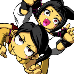 2girls black_hair blush breasts capcom chibi cleavage crossover han_juri large_breasts multiple_girls pleasure-treasure smile street_fighter street_fighter_iv_(series) tekken tekken_6 zafina