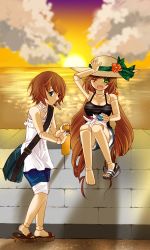 Rule 34 | 00s, 2girls, alternate costume, barefoot, brown hair, doll joints, hat, joints, multiple girls, n-mix, one eye closed, rozen maiden, shoes, siblings, single shoe, sisters, souseiseki, suiseiseki, twins, wink