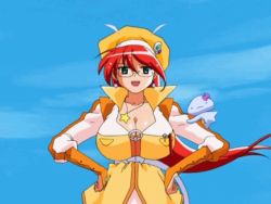 Rule 34 | 00s, 1girl, animated, animated gif, belt, between breasts, bouncing breasts, breasts, cleavage, earrings, female focus, glasses, green eyes, hat, huge breasts, jacket, jewelry, lipstick, long hair, magical teacher komachi, makeup, necklace, nurse witch komugi-chan, red hair, sky, solo, star (symbol), star earrings, star necklace, teacher
