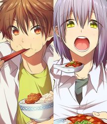 Rule 34 | 2boys, eating, food, high speed!, kirishima natsuya, male focus, memeo (candy house), multiple boys, open mouth, serizawa nao, tagme