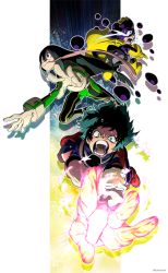 Rule 34 | 1girl, 2boys, action, asui tsuyu, attack, black eyes, black hair, boku no hero academia, boots, cape, crying, crying with eyes open, downscaled, frog girl, gloves, green eyes, green hair, incoming attack, long hair, long tongue, looking at viewer, looking to the side, mask, md5 mismatch, midoriya izuku, mineta minoru, multiple boys, open mouth, resized, serious, shoes, sneakers, superhero costume, tears, tongue, very long hair