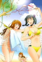 Rule 34 | 2boys, 2girls, assisted exposure, beach, bikini, blush, breasts, clothed female nude female, clothes theft, covering another&#039;s eyes, covering own eyes, day, dead or alive, embarrassed, hayate (doa), highres, humiliation, kasumi (doa), large breasts, lei fang, long hair, multiple boys, multiple girls, navel, non-web source, nude, one eye closed, open mouth, outdoors, pussy, ryu hayabusa, senke kagerou, short hair, smile, swimsuit, swimsuit theft, tecmo, theft, thighhighs, towel, uncensored, unworn bikini, unworn bikini bottom, unworn bikini top, unworn swimsuit