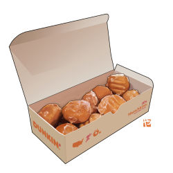 Rule 34 | box, doughnut, doughnut hole, dunkin&#039; donuts, english text, food, food focus, icing, no humans, original, pastry, pastry box, simple background, still life, studiolg, united states, white background