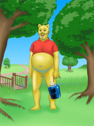Rule 34 | censored, fat, fat man, no pants, penis, personification, pixiv sample, resized, testicles, ushi beef, winnie the pooh