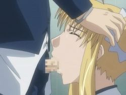 Rule 34 | 00s, 1girl, animated, animated gif, blonde hair, censored, closed eyes, cum, cum in mouth, ejaculation, fellatio, gakuen shimai, hand on another&#039;s head, oral, penis