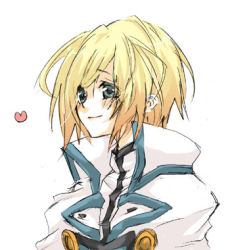 Rule 34 | 1boy, androgynous, arc system works, artist request, blonde hair, blush, closed mouth, green eyes, guilty gear, heart, ky kiske, lowres, male focus, simple background, smile, solo, white background