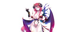 Rule 34 | 1girl, bare shoulders, breasts, chikubi (artist), collar, cowboy shot, demon girl, demon horns, demon wings, diana (ingoku no himekishi shimai), feathers, female focus, fingernails, game cg, gluteal fold, green eyes, groin, hair over shoulder, hand on own hip, hand up, highres, horns, huge breasts, impossible clothes, ingoku no himekishi shimai: orc no kachiku naedoko, legs, long fingernails, looking at viewer, navel, original, red hair, revealing clothes, solo, standing, tattoo, thighs, thong, torn clothes, transparent background, wings, zion (company)