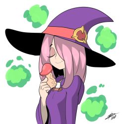 Rule 34 | 10s, 1girl, bigdead, highres, little witch academia, long hair, penis, pink hair, solo, sucy manbavaran, tagme