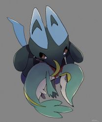 Rule 34 | 1other, animal ears, artist name, bags under eyes, biting, black fur, bleeding, blood, blue fur, body fur, boke-chan, corpse, creatures (company), death, from above, full body, furry, game freak, gen 4 pokemon, gen 5 pokemon, grey background, half-closed eyes, lucario, mouth hold, nintendo, open mouth, other focus, pokemon, pokemon (creature), profile, red eyes, simple background, snivy, snout, tail, tongue, tongue out, twitter username, two-tone fur, wall-eyed, watermark, wolf ears, wolf tail
