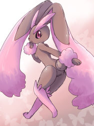 Rule 34 | 00s, 1girl, alternate color, ass, black sclera, breasts, bug, butterfly, colored sclera, creatures (company), female focus, from behind, furry, furry female, game freak, gen 4 pokemon, insect, looking back, lopunny, nintendo, no humans, open mouth, pokemon, pokemon (creature), pokemon dppt, red eyes, shiny pokemon, solo