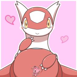 Rule 34 | 1girl, blush, border, clitoris, creatures (company), dragon, furry, furry female, game freak, gen 3 pokemon, hand up, heart, latias, legendary pokemon, looking at viewer, muneneko (cathcuper), nintendo, no humans, pink background, pokemon, pokemon (creature), pokemon rse, presenting, pussy, pussy juice, simple background, smile, solo, spread pussy, sweat, uncensored, urethra, white border, wings, yellow eyes
