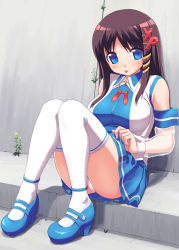 Rule 34 | 1girl, :p, blouse, blue skirt, clothes lift, detached sleeves, high heels, mary janes, miniskirt, os-tan, panties, pantyshot, pleated skirt, ribbon, see-through, see-through sleeves, shirt, shoes, sitting, skirt, skirt lift, sleeveless, solo, sweat, takayaki, thighhighs, thighs, tongue, tongue out, underwear, white panties, white thighhighs, windows xp, xp-tan, zettai ryouiki