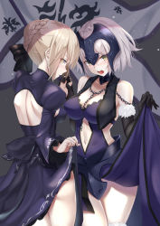 Rule 34 | 2girls, absurdres, ahoge, armor, armored dress, artoria pendragon (all), artoria pendragon (fate), ass, bare shoulders, black dress, blonde hair, braid, breasts, dress, fate/grand order, fate (series), flag, french braid, gauntlets, gothic lolita, has bad revision, has downscaled revision, headpiece, highres, jeanne d&#039;arc (fate), jeanne d&#039;arc alter (avenger) (fate), jeanne d&#039;arc alter (fate), large breasts, lolita fashion, looking at viewer, md5 mismatch, mirea, multiple girls, navel, open mouth, resolution mismatch, saber alter, source smaller, yellow eyes