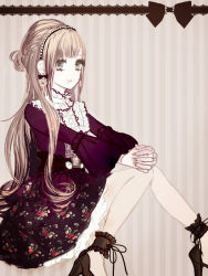Rule 34 | ankle cuffs, bad id, bad pixiv id, blonde hair, bow, earrings, hairband, high heels, jewelry, long hair, own hands clasped, own hands together, shikishima (eiri), shoes, solo