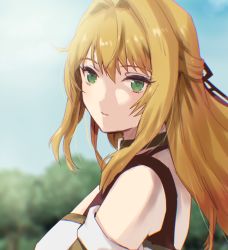 Rule 34 | 1girl, blonde hair, closed mouth, fiora (xenoblade), green eyes, highres, long hair, looking at viewer, smile, solo, xenoblade chronicles (series), xenoblade chronicles 1, yamamori kinako