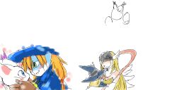 Rule 34 | angel, angel girl, angewomon, animal ears, cat, cat ears, couple, digimon, digimon (creature), gloves, hat, holy ring, jewelry, long hair, mask, ring, skull, tail, tailmon, wings, wizard, wizard hat, wizarmon