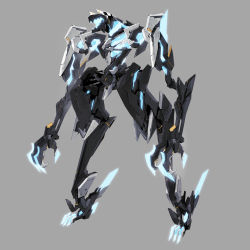 Rule 34 | claws, crystal, glowing, grey background, mecha, no humans, original, pump (pumpqmuq), robot, simple background, standing
