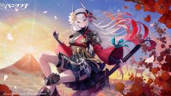 Rule 34 | 1girl, absurdres, alpha (punishing: gray raven), armor, bow, breasts, closed mouth, commentary request, copyright name, fingerless gloves, flower, gloves, gradient hair, hair bow, hair flower, hair ornament, hairband, highres, holding, holding sword, holding weapon, hoshizaki reita, huge filesize, japanese armor, japanese clothes, long hair, lucia: crimson abyss (punishing: gray raven), lucia: crimson abyss (volatile priestess) (punishing: gray raven), miniskirt, multicolored eyes, multicolored hair, new year, petals, pleated skirt, punishing: gray raven, shoulder armor, side slit, skirt, solo, suneate, sword, thigh strap, torii, very long hair, weapon, wide sleeves