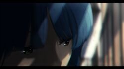 Rule 34 | 1girl, absurdres, blue hair, blurry, blurry background, bocchi the rock!, brown eyes, close-up, commentary request, gerar dc, highres, letterboxed, shadow, solo, yamada ryo