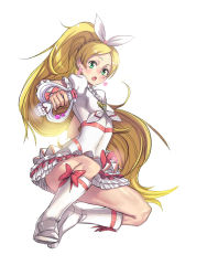 Rule 34 | 10s, 1girl, bad id, bad pixiv id, blonde hair, boots, cure rhythm, eyelashes, green eyes, long hair, magical girl, minamino kanade, ponytail, precure, rumo, solo, suite precure